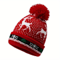 Miniatyrbilde 2 av 5: Festlig Strikket Julemannhatt med Poms - Perfekt Julegave til Menn og Kvinner db Black 2 One Size Fits All