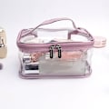 Miniatyrbillede 5 af 5: Transparent PVC Makeup Taske Bærbar Vandtæt Toilettaske Stor Kapacitet Lynlås Kosmetik Taske DB Deep Purple Double Layer