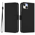 Skin Feel Läder Telefonfodral För iPhone 15 Plus [DB] Black