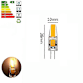 Miniatyrbild 3 av 5: DB 10 st G4 LED-lampor 6W Varmvitt Dimbar COB Stiftsockel AC/DC 12V