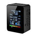 Miniatyrbillede 1 af 5: 5 i 1 luftkvalitetsmonitor CO2-måler digital temperaturfugtighedstester kuldioxid Tvoc Hcho-detektor sort