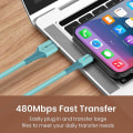 Miniatyrbillede 3 af 5: 2m USB-A til Lightning opladningskabel Flydende silikone datakabel ledning med indikatorlys db Blue Style A