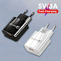Miniatyrbild 2 av 7: 18W QC3.0 Snabbladdare USB EU Väggladdare Mobiltelefonladdare För Xiaomi POCO X3 NFC M3 10T Lite 10 9 Redmi 9 Note 9 8 Pro Typ C Laddare [DB] black