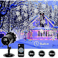 Miniatyrbilde 4 av 5: LED-projektor Julelys Snøfall Lys Med Fjernkontroll IP65 Vanntett Utendørs og Innendørs Juledekorasjon Snøfnugg LED Chris [DB]