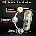 Miniatyrbillede 3 af 3: E10 LED-pære 220v 230v AC energibesparende LED-indikatorlys 8mm skruebase 3030 4smd LED-chipsets opgraderet pære, varm hvid (4 stk.) [DB]