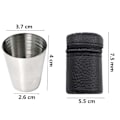 Miniatyrbild 2 av 5: 4-pack rostfritt stål dricksglasset Schnapps-glas Oslåeligt Bärbar Mini-shotglas för Camping Resor Utomhus med Läderfodral db