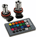 Miniatyrbilde 1 av 4: Pakke med 2 H8/h11 RGB tåkelyspærer Multifargede RGB LED tåkelyspærer Kjøringspærer Fjernkontroll H8/h11 Erstatningslampe [DB]