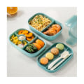 Pikkukuva 1 / 5: Aikuisten pinottava bento-lounasrasia 3 kerrosta vuototiivis All-in-1 Bento-lounasrasia astialla ja kastikkeella