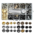 Miniatyrbilde 1 av 5: 120 sett trykknappverktøysett, metallknapper knapper skinnhåndverk nagler trykknapper, 12,5 mm skinn