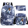 Pikkukuva 3 / 5: Uudet Messi-reput 3 kpl Jalkapallo tähdet Printe Kevyt Yksinkertainen Läppäri Koulureput Juniori-lukiolaiset Mochilas DB Dark Grey