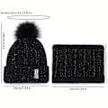 Miniatyrbillede 5 af 5: 2 stk. Damer Vinter Strikket Beanie Hat med Pom Pom og Fleeceforet Halsvarmer Sæt - Perfekt til Jul Begivenheder db Gray One Size Fits All