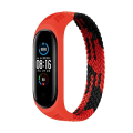 Miniatyrbilde 1 av 5: Enkeltsløype erstatning nylon flettet elastisk klokke stropp armbånd kompatibel Xiaomi Mi Band 3/4/5/6/nfc Jikaix Black Red