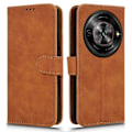 Miniatyrbillede 1 af 5: Til ZTE Blade A75 5G Læder Etui Hud-Følelse Anti-Drop Wallet Flip Telefon Cover - Grøn [DB] Multicolor Brown