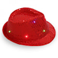 Miniatyrbilde 2 av 4: 1 stk LED-lysende blinkende paljetthatt Jazz Barnedans Hip Hop Bryllup Fest Juldekorasjon Fest BEW [DB] Red