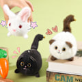 Miniatyrbild 4 av 5: Cartoon Viftande Svans Katt Plyschdocka Ingen Batteri Mjuk Fylld Plyschleksak för Barn [DB] White Rabbit