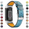 Fitbit Charge 6/5 Ersättningsbart Justerbart Äkta Läderarmband [DB] Blue Fitbit Charge 6