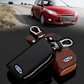 Miniatyrbild 2 av 3: Läder Ford Nyckelbricka Nyckelring Nyckelfodral Plånbok Väska Fjärrkontrollfodral Myntfack Dragkedjeväska Charm [DB] Brown Without Label