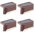 Miniatyrbild 2 av 4: 4-pack solcellslampor för däck LED solcellslampor vattentäta staketlampor kompatibla med utomhussteg staket [dB} Brown Cold Light