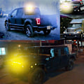 Miniatyrbillede 3 af 5: 4 stk. 4 LED Amber Recovery Strobe Lys 12V 24V Orange Grill Nedbrud Blinkende db Black