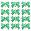 Miniatyrbilde 1 av 5: Julebånd for gaveinnpakking Forhåndslagde glitter mini juletrær med bjeller Twist Tie Bånd for godteriposer Forhåndsbundet små b [DB] green