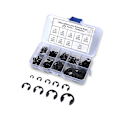 Miniatyrbillede 1 af 4: E-clips sæt i kulstofstål, låsering, opbevaringsboks 260x assorteret 2 til 12 mm db