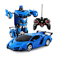 Miniatyrbild 1 av 5: Bilrobot Transformer Leksak med Fjärrkontroll Anti-Fall Pussel Bil Leksak Present till Barnens Dag Db Blue