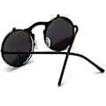Pikkukuva 2 / 3: Miesten Naisten Retro Käännettävät Pyöreät Steampunk-aurinkolasit Suojalasit Pyöreät Aurinkolasit Vintage-silmälasit [DB] Black Frame Black Lenses