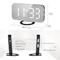 Miniatyrbillede 3 af 5: LED Digitalt Vækkeur med Stort Hvidt Skrift Display Spejl Overflade Snooze Funktion til Soveværelse Ch [DB] white