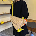 Miniatyrbild 5 av 5: DB Söt kyckling plysch handväska axelväska söt tecknad kyckling plysch crossbody väska Apricot