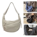 Miniatyrbild 1 av 5: Nylon Halvmåne Väska för Kvinnor, Dumpling Väska Crossbody Väska med Justerbar Axelrem Bröstväska Axelväska för Dagligt Bruk [DB] Beige
