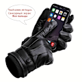 Miniatyrbillede 3 af 5: 1 Par/2 Par PU Læder Handsker, Efterår Vinter Varme Touch Screen Fuld Finger Sorte Handsker, Ideelt Valg Til Gaver db Black