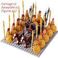 Miniatyrbillede 1 af 5: Mini actionfigurer af middelalderlige riddere, byggeklodser, romersk stridsvogn, karet, soldat, krigshest, klodser, legetøj til børn, gave Db Set 27