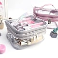 Miniatyrbillede 3 af 5: Transparent PVC Makeup Taske Bærbar Vandtæt Toilettaske Stor Kapacitet Lynlås Kosmetik Taske DB Deep Purple Double Layer