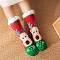 Miniatyrbild 3 av 5: Julklappssockor med älgmönster, Tjocka Varma Plushfodrade Hemsockor, Damstrumpor & Strumpbyxor db Navy Blue - 1 Pair One-size