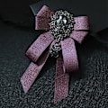 Miniatyrbilde 2 av 5: Mote-Sløyfe for Menn og Kvinner med Rhinestone Krystall Broche Nål Luksus Bryllup Justerbar Sløyfe Formelle Fest Håndlaget Halsduk Db Dark Purple