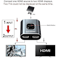 Miniatyrbild 3 av 5: HDMI Switch 4K HDMI Splitter - Gana Prime Dubbelriktad HDMI-switch i aluminium 1 ingång 2 utgångar (enkel skärm) eller 2 ingångar 1 utgång, stöder 4K [Db] 1PC