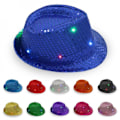 Miniatyrbilde 1 av 4: 1 stk LED-lysende blinkende paljetthatt Jazz Barnedans Hip Hop Bryllup Fest Juldekorasjon Fest BEW [DB] Red
