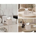 Miniatyrbild 3 av 5: Servettbox Fyrkantig PU Läder Ansiktsservettboxhållare för Sminkbord Badrumsinredning -Qin [DB] Beige