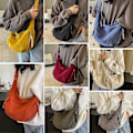 Miniatyrbild 5 av 5: Nylon Halvmåne Väska för Kvinnor, Dumpling Väska Crossbody Väska med Justerbar Axelrem Bröstväska Axelväska för Dagligt Bruk [DB] Beige