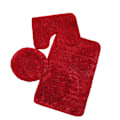 Miniatyrbild 1 av 2: 3-delad badrumsuppsättning badrumsmatta toalettlockskydd enfärgade badmattor FAN2434  [dB} Red