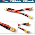 Miniatyrbillede 1 af 5: Xt60 Parallel Batterikonnektor Han/Hun Kabel Dobbelt Forlængelse Y Split/3 Vejs 14Awg Silikontråd F {Db} xT60 1 M to 2 F