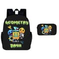 Nytt Geometry Dash Tryckt Ryggsäck och Pennfodral Set (2 delar) (YJD) 1