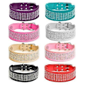 Miniatyrbild 2 av 5: Strass PU Läder Hundhalsband 5 Rader Diamant Bling för Stora Hundar 5cm bred [DB] Black m(61x5.0cm)
