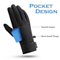 Miniatyrbillede 3 af 5: Mænd Vinter Vandtætte Handsker Touchscreen Lomme Anti-slip Fleece Termiske Sportshandsker DB black Medium