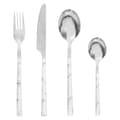Bestickset med vitt marmor mönster - 24 delar Silver  [dB}