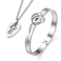 Miniatyrbillede 1 af 5: Lås Armbånd og Nøgle Halskæde Titanium Stål Par Smykker Romantisk Gave [DB] Steel color