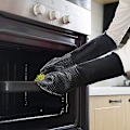 Miniatyrbild 4 av 5: Extra Lång Professionell Silikonugnsvante, Värmebeständig Kockhandske Med Inre Bomull För K {Db} Black