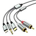 Miniatyrbilde 1 av 5: Lightning til RCA Kabel Audio Aux Adapter, RCA til 3.5mm Kabel USB C til 2 RCA Audio Kabel, 3 i 1 lydkabel for Bil, Hjemmekino, Høyttaler og [Db]