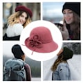 Pikkukuva 2 / 3: Naisten vintage-hattu, retro-barettihattu juhliin ja matkustamiseen (vaaleanpunainen)