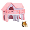 Miniatyrbillede 3 af 3: 1 stk. Pink Safe Dekorativ Kreativ Ugiftig Træ Hamsterhus Levende Hytte Skjulested Hus Kæledyr Sovehus